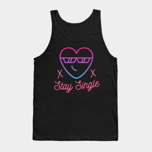 Stay Single Cool Heart Bachelor Anti Love Fun Tank Top
